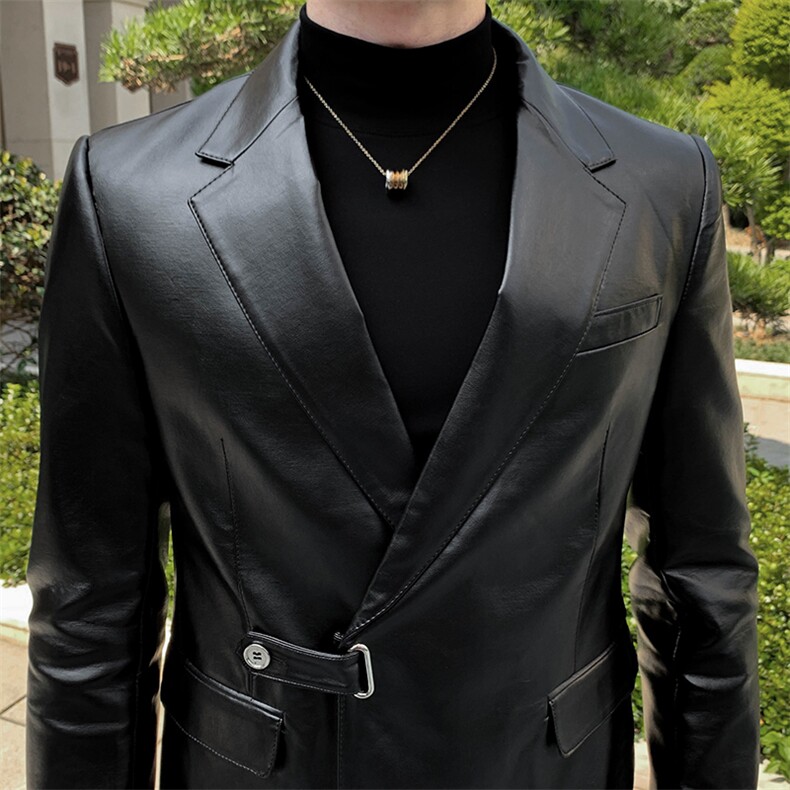 秋冬店主休闲夹克皮西装单西男士修身休闲西服A236-XZ2303-145,男装夹克,电商A236