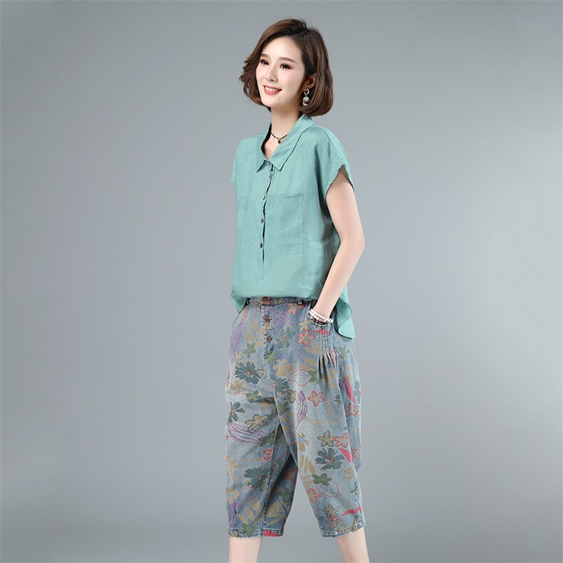 2021年夏季纯色通勤立领套头无袖口袋排多扣时尚两件套,女装套装/套裙,叶笙衣