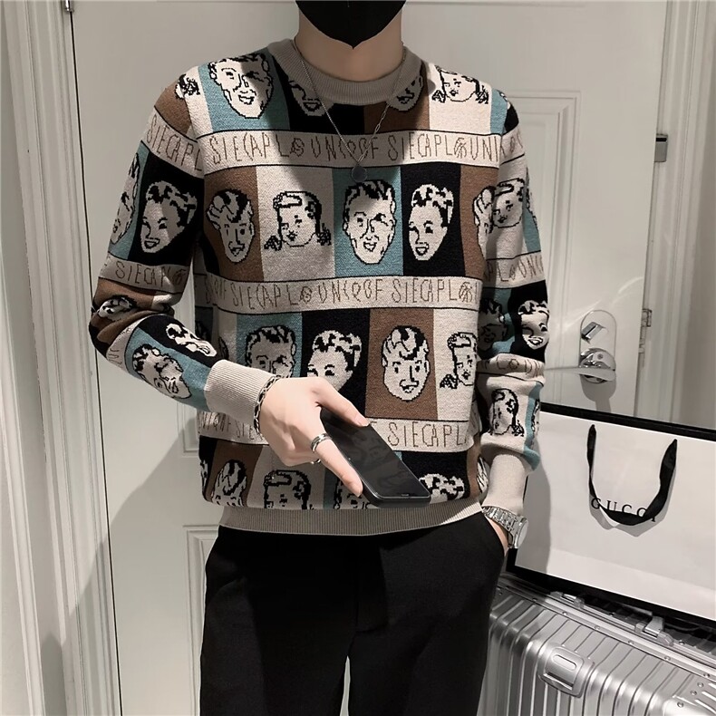 网红毛衣男秋冬季痞帅男士针织衫2024年新款韩版潮流个性线衣S227,男装针织衫/毛衣,星座1116A-2（原606A-1）