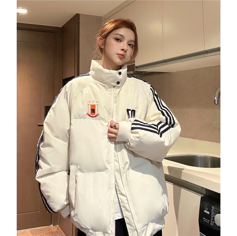 冬装新港风织带棉服刺绣logo棉衣休闲加厚外套男女G1105P118,男装棉衣,电商A339