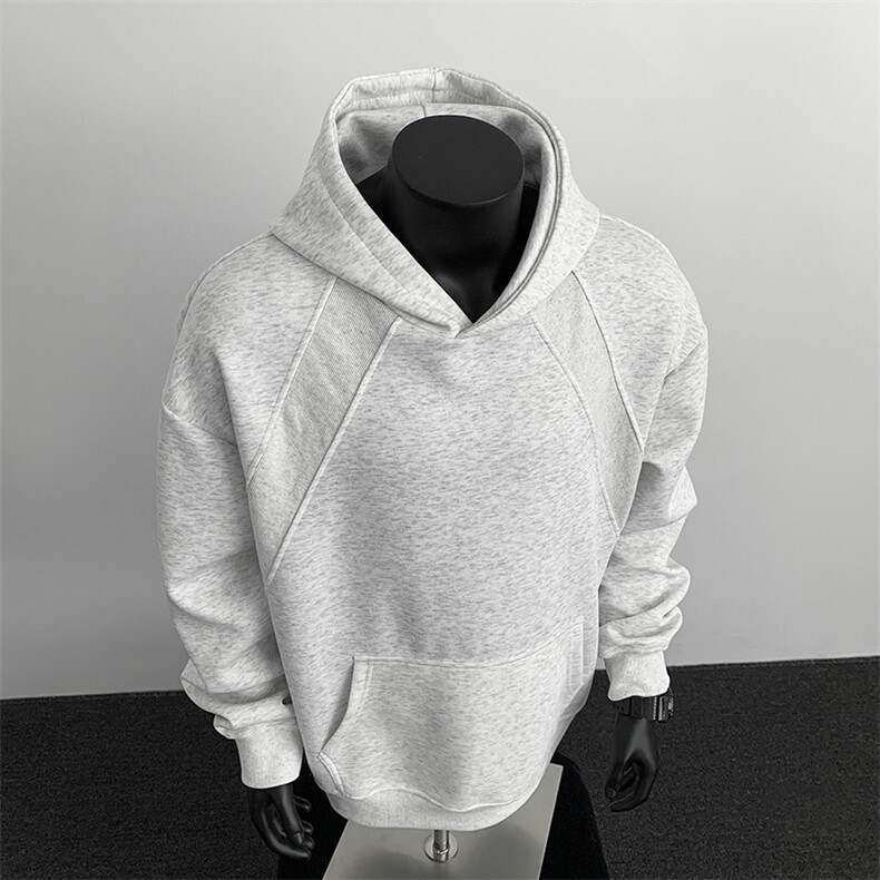 抖音得物二开秋冬美式高街重磅宽松结构螺纹拼接连帽卫衣外套X087,男装卫衣,电商A486-1