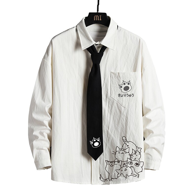 LC42107-P45加绒款P55痞帅领带长袖衬衫男士大码dk制服男jk网格,男装衬衫,电商A040A