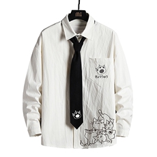 LC42107-P45加绒款P55痞帅领带长袖衬衫男士大码dk制服男jk网格，男装衬衫，电商A040A