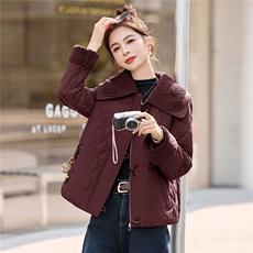 时尚翻领拼接羊羔毛棉袄2659P135，女装棉衣/棉服，乐衣轩