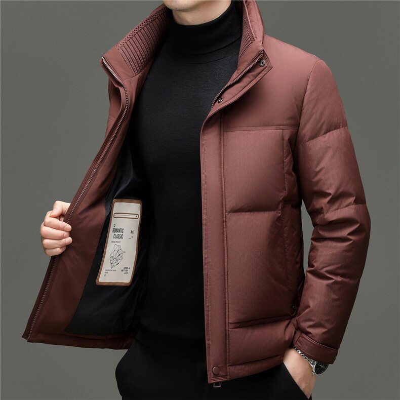 主推新款冬季短款90绒子白鹅绒羽绒服外套中年男装加厚鹅绒服夹克,男装夹克,钱塘723