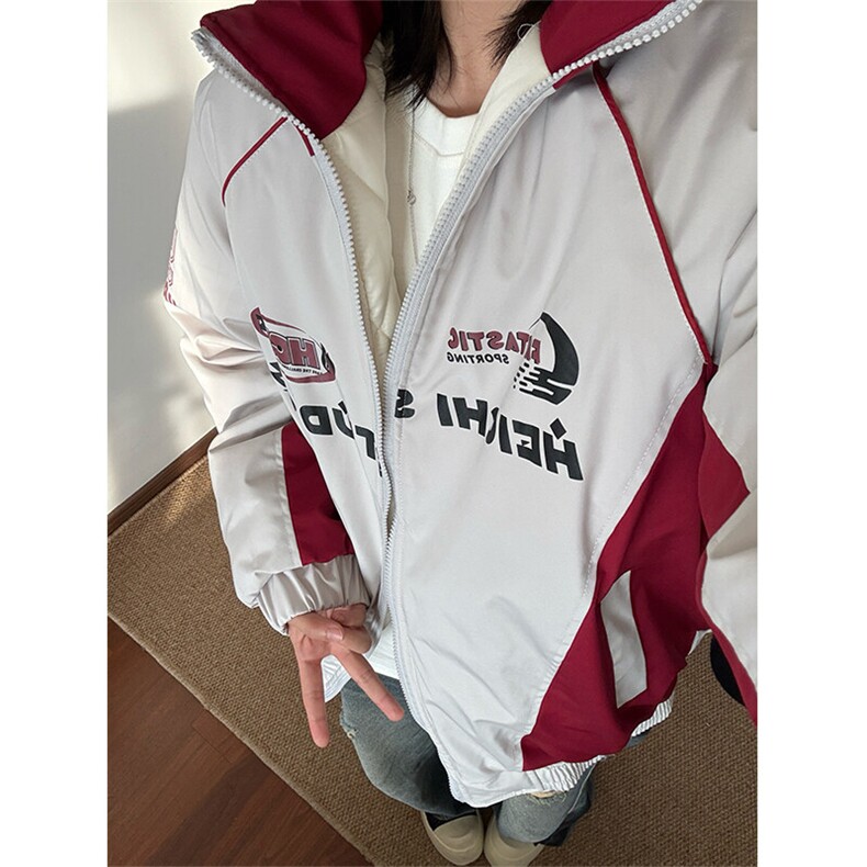 现货 港风美式字母印花立领保暖棉服男女潮 XZ213-MF08-P128控168图片