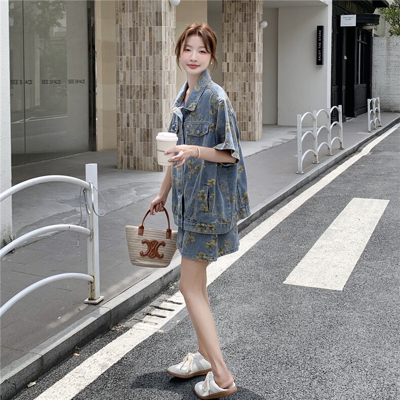 炸街牛仔碎花套装-2C105-1059-P145-K218,女装套装/套裙,2C105