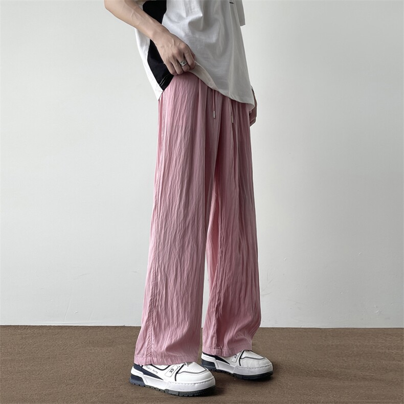 新款宽松休闲裤男韩版潮流百搭裤子坠感阔腿拖地长裤K0622-P40图片