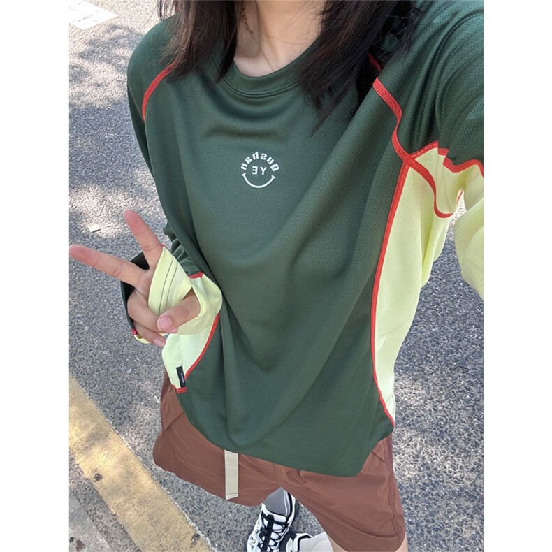 高品户外山系轻薄透气速干撞色骑行运动长袖T恤男女A1354-P48,男装T恤,星座1505