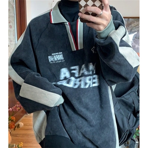 青少年POLO领卫衣男女2025春秋季宽松潮学院风百搭上衣 WY20图片