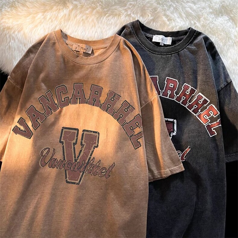 男士短袖t恤新款上衣服体桖潮流做旧半袖潮牌夏装港风TX314-p31,男装T恤,星座1008-2