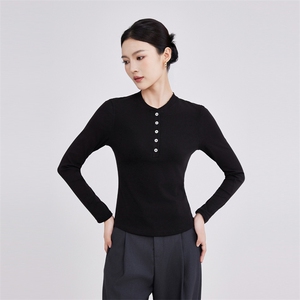 2025年秋季新款莫棉针织女士长袖上衣时尚休闲通勤百搭图片