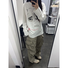网图现货潮美式复古圆领长袖T恤抽象印花打底衫CT822-P29，男装T恤，电商C310