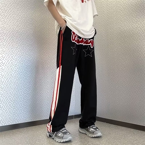 长裤直筒休闲裤字母印花宽松型休闲裤微弹男夏季潮牌 K103图片