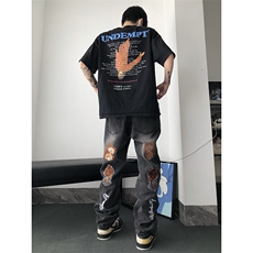美式ins高街hiphop小众刺绣牛仔裤货号K710P6588，男装牛仔裤，电商A063