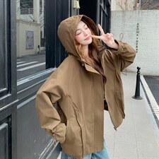2026年春季连帽休闲宽松时尚百搭外套，女装短外套，文熹诺