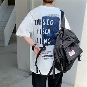 20夏季新款港风潮流韩版宽松情侣字母印花男装短袖T恤T1030-P35图片