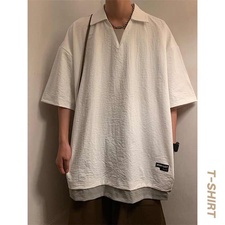 冰氧仿棉短袖港风暖光体恤休闲百搭纯色POLO衫男上衣TC3143-P35,男装T恤,星座717