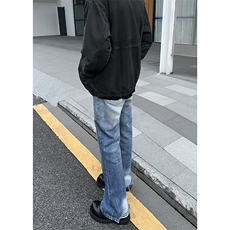 B221美式ins高街暗黑小众个性宽松直筒牛仔裤LK23140-P65控88，男装牛仔裤，电商B221