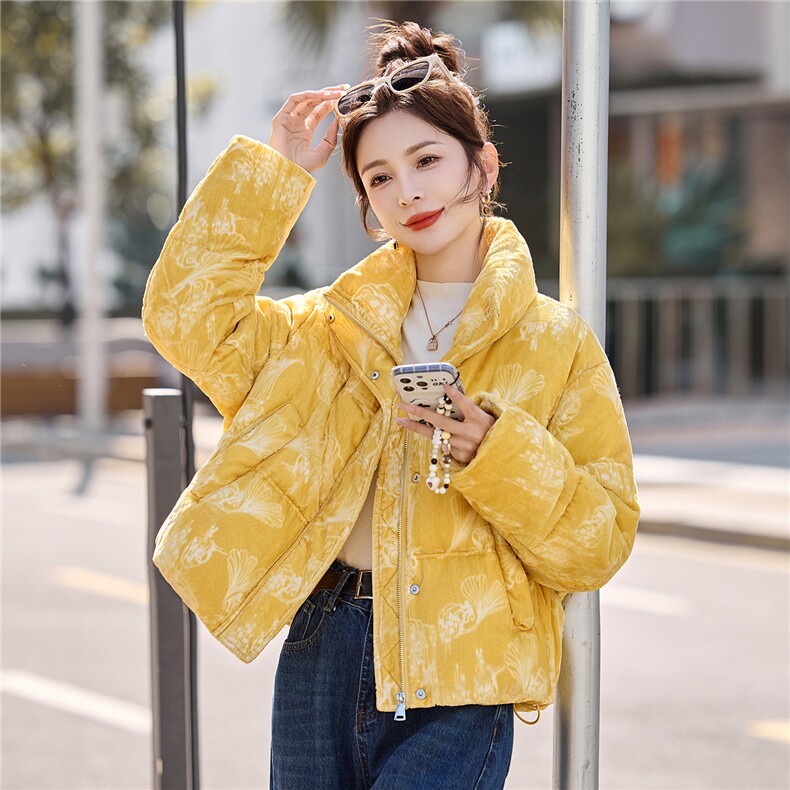 现货时尚面包服立领羽绒服女2025冬季新款宽松洋气短款白鸭绒外套,女装羽绒服,伊仟回
