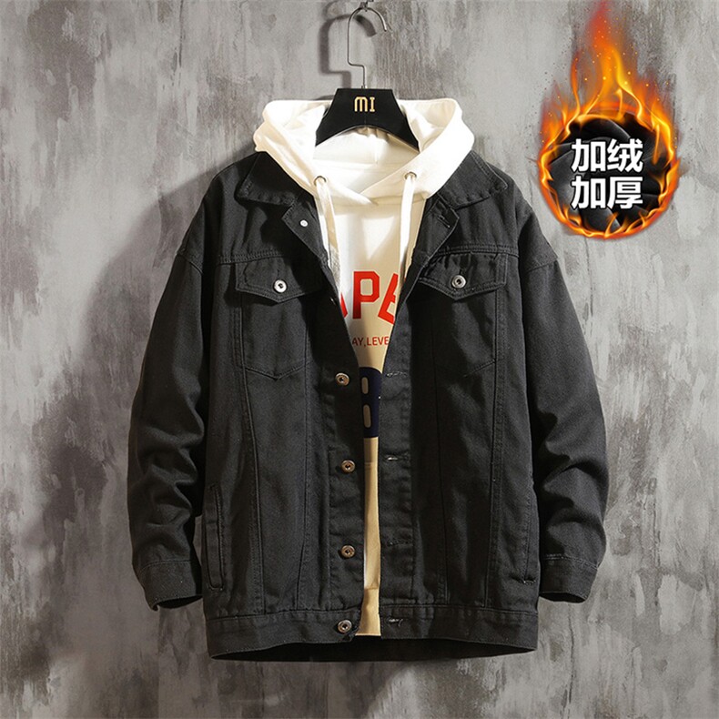 2019冬季新款日系休闲大码男加绒加厚宽松牛仔外套棉衣J1211-P85,男装棉衣,电商A001