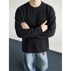 抖音得物高品质26春装设计感长袖打底衫纯色拉链肩圆领卫衣W123，男装T恤，电商A486