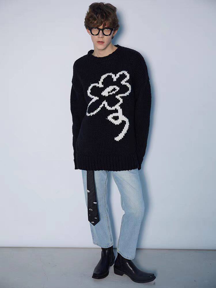 2025年秋季套头长袖圆领青春流行提花羊毛衫，男装羊毛衫，圣强羊绒