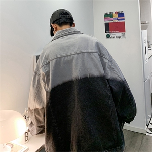 2024渐变色牛仔外套男新款秋冬宽松韩版美式复古港风夹克上衣图片