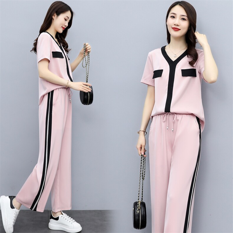 2021年夏季新款女装休气质休闲撞色时尚套装两件套,女装套装/套裙,瑶迪依秀