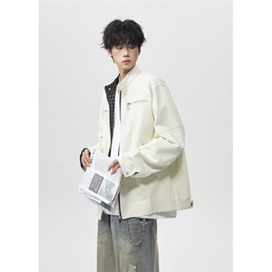 美式哈灵顿立领工装夹克男高级感重磅机车服外套25XJ55229特批65图片