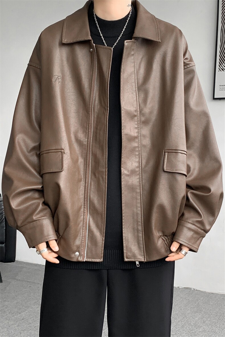 8XL-M皮衣外套男港风复古美式加绒加厚皮夹克机车PY858P95控128,男装皮衣,电商D206-1