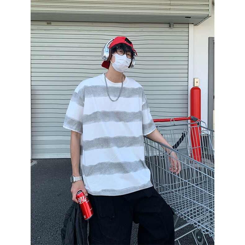 美式扎染条纹短袖t恤男女夏季宽松复古半袖情侣T3622-特价P30,男装T恤,电商A007