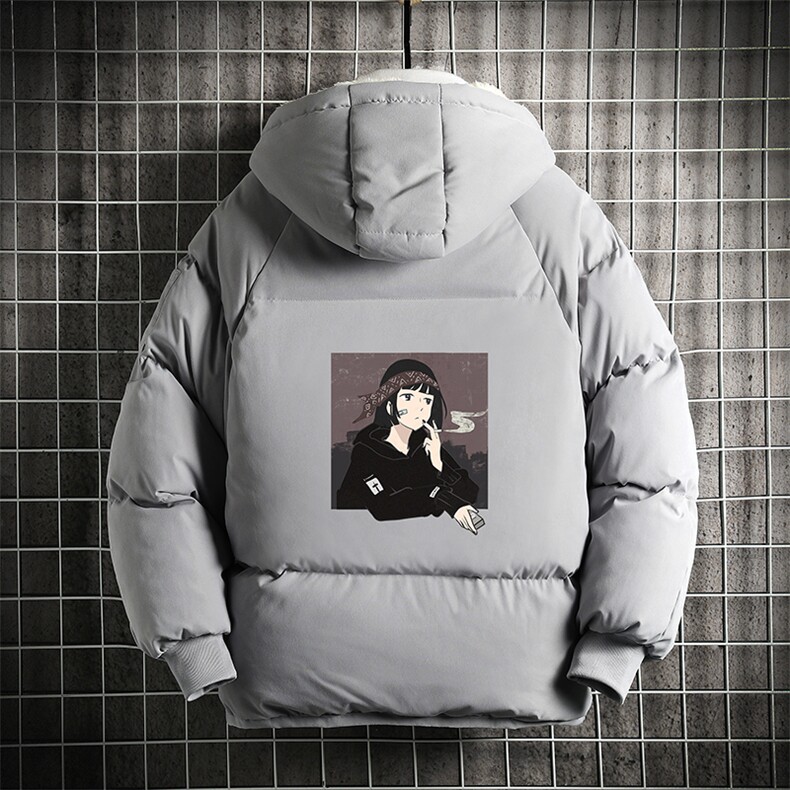 MY16122-P100 加厚加绒连帽衣男大码服男面包服男 网格挂拍图片