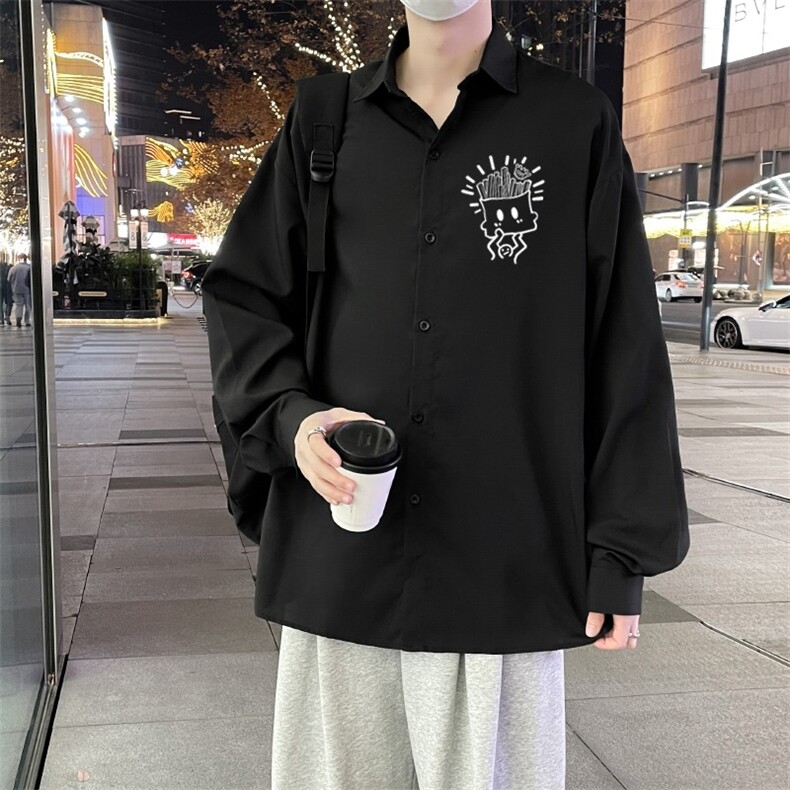 复古衬衫男宽松春秋休闲百搭外套潮男,男装衬衫,星座716-3