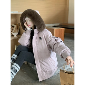 A596-P110 工装棉服冬季新款大毛领加厚派克服棉衣韩版外套图片