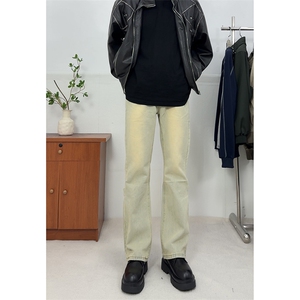 新款美式高街加绒加厚直筒黄泥牛仔裤货号K659P50加绒P65《控78》图片