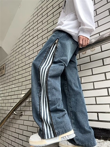 秋冬三条杠休闲裤纯色抽绳束脚运动裤男N08059-P53图片