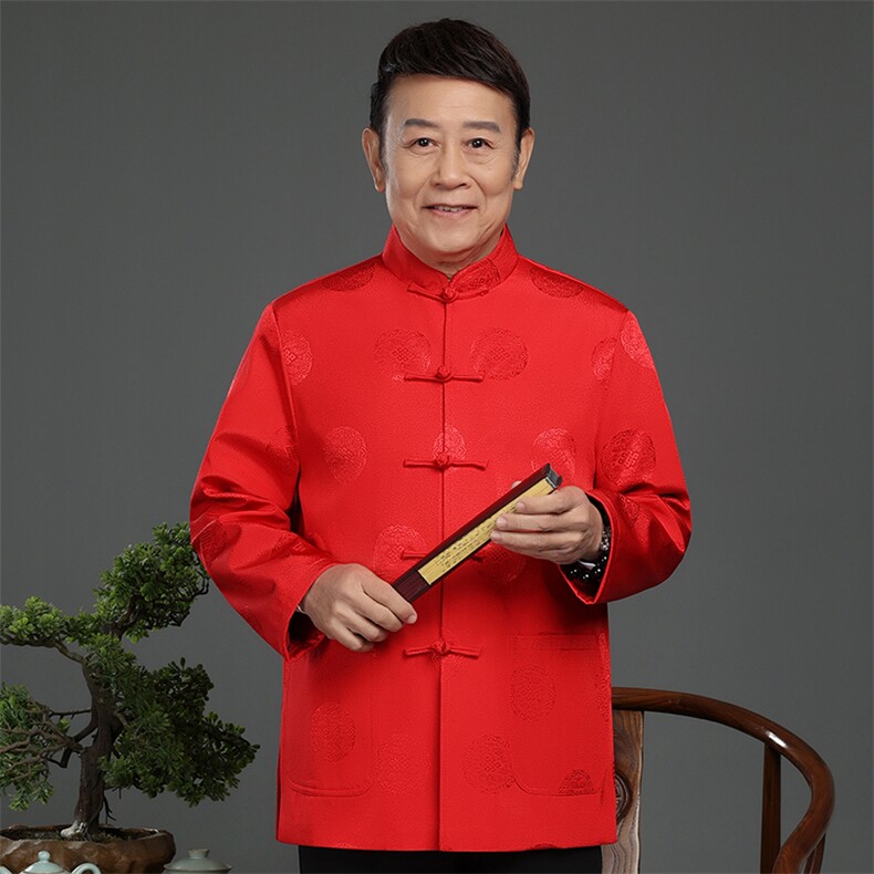 春季新款中青年唐装男长袖老年夹克外套爸爸装外套YDJ337-P110,男装夹克,星座1105-3