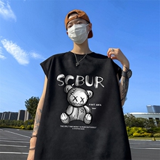量大优供视频得物直播品220克夏季麂皮绒背心无袖T恤BJ226，男装T恤，电商A486