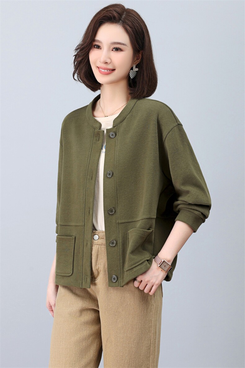 卫衣开衫外套女春秋2025年新款大码宽松显瘦中年妈妈薄款休闲上衣,女装短外套,简韵佳