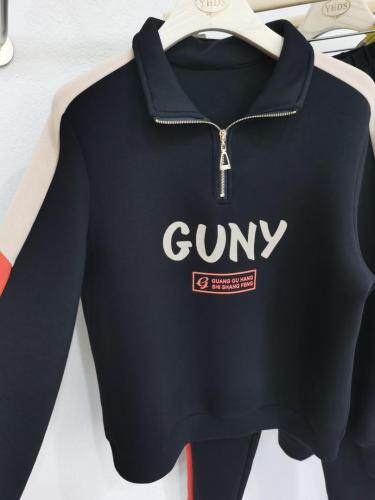 秋款拉链拼桔色套裤2129＃，其它，依欢·帝尚