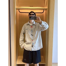 【有货】DC3013-特P45MOISHETIDE刺绣条纹短袖衬衫男，男装衬衫，星座603-2