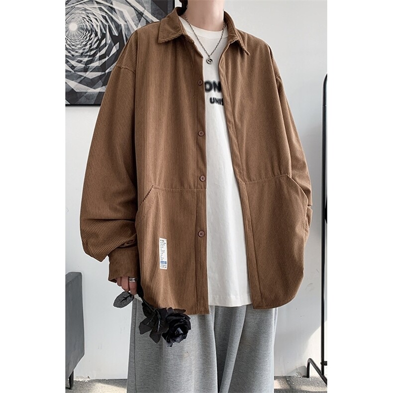 秋冬港风复古灯芯绒长袖衬衫宽松休闲工装衬衫日系男女H221/P45,男装衬衫,电商A221A