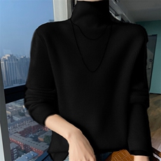 2025年秋季常规款单件高领长袖时尚百搭通勤休闲，女装针织衫/毛衣，淘淘羊羊绒