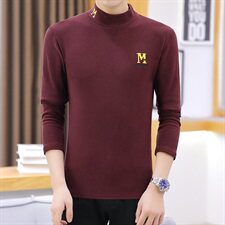 冬季半高领双面绒刺绣M卫衣男加绒加厚保暖打底衫长袖棕337P28，男装卫衣，星座1207