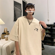 抖音得物二开现货220克夏装重磅美式高街宽松短袖t恤MT281，男装T恤，电商A486-1