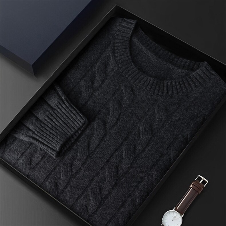 七针男士加厚麻花圆领男士羊绒衫羊绒，男装羊绒套衫，绒源之鑫