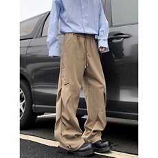 美式重磅褶皱工装裤男宽松潮流阔腿百搭休闲长裤K814-P46，男装休闲裤，星座308B-2