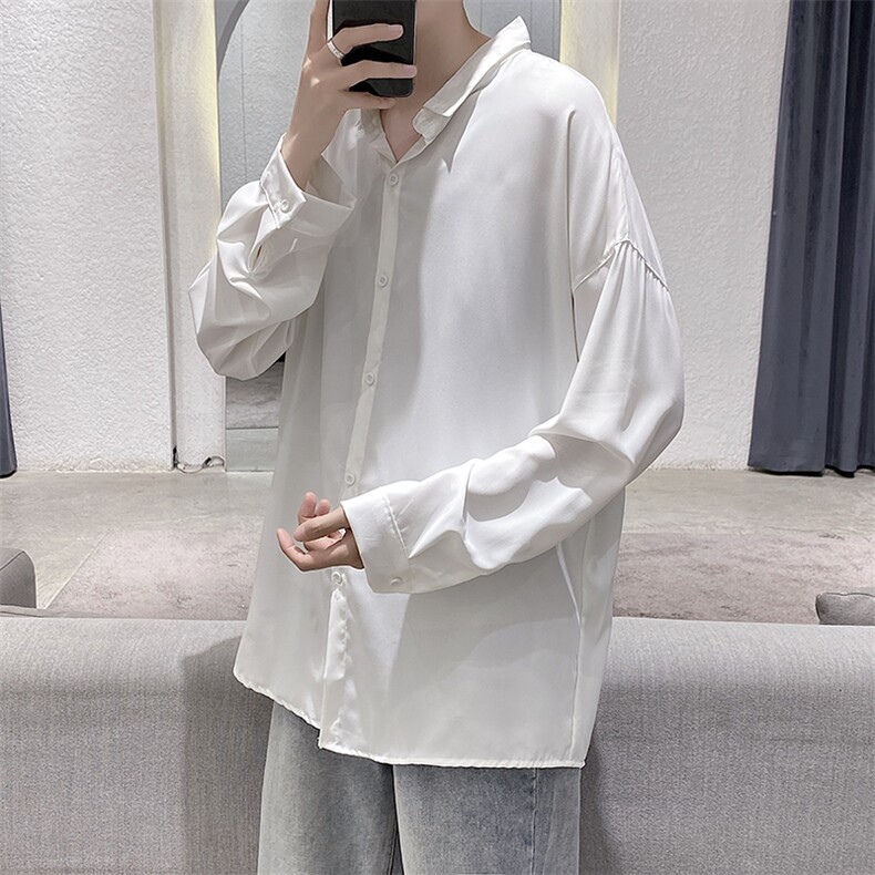 宽松微弹坠感衬衫TNS时尚港风春季潮流韩版纯色长袖衬衣W624-P28,男装衬衫,星座512-2