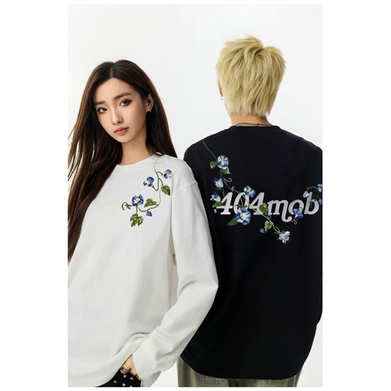 5421-P45刺绣款潮流休闲宽松螺口长袖T恤，女装T恤，星座617A-2